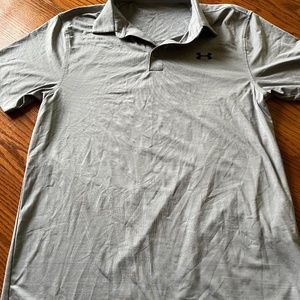Under Armour Mens Size Small  Polo Light Gray Heat Gear Loose Fit